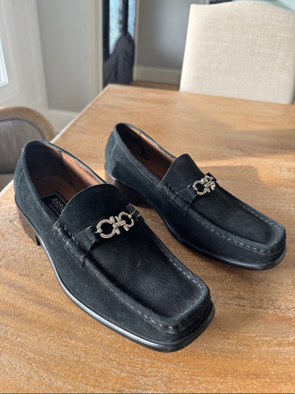 Borgesi Men’s Black Suede Bit Loafers